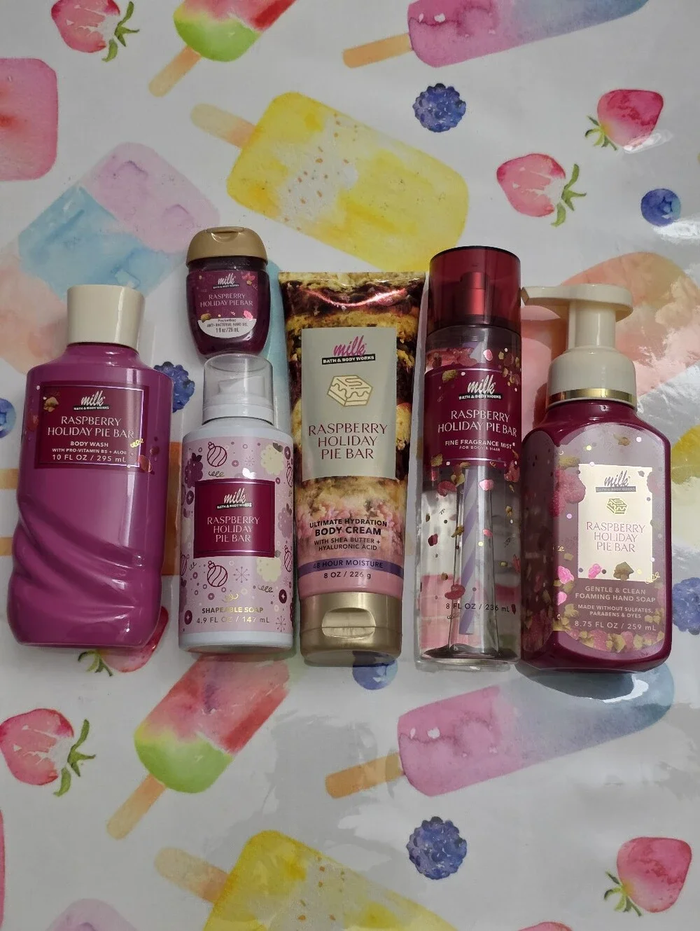 Bath & Body Works Raspberry Holiday Pie Bar 6 Piece Body Care Set Ultra RARE